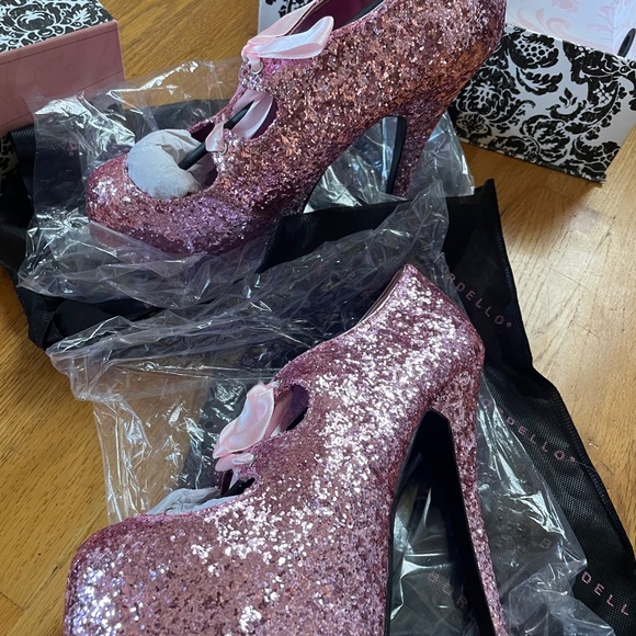 2 x pleaser bordello burlesque teeze pink glitter platform heels - Picture 9 of 10